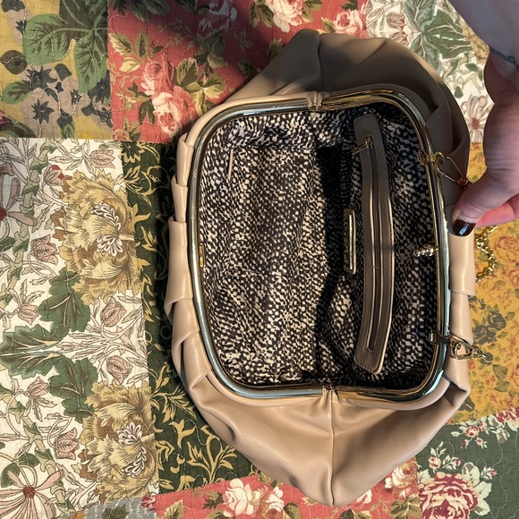 NY&Company Tan Faux Leather Purse. Gold Removal Chain Strap. - Picture 6 of 6